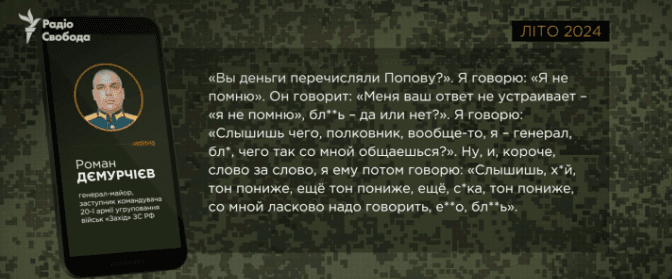 Расшифровка голосового сообщения Демурчиева о допросе по делу генерала Ивана Попова в Главном военно-следственном управлении Следственного комитета.