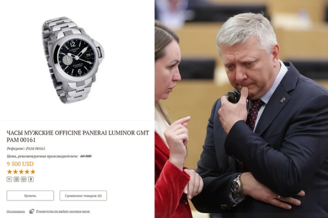 Член комитета по государственному строительству и законодательству Дмитрий Вяткин случайно продемонстрировал часы Panerai [Фото: duma.gov.ru, watches-master.ua]